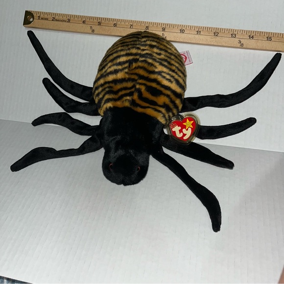 TY Original Beanie Buddy Spinner the Spider Tiger‎ Striped Body Plush - Picture 10 of 14